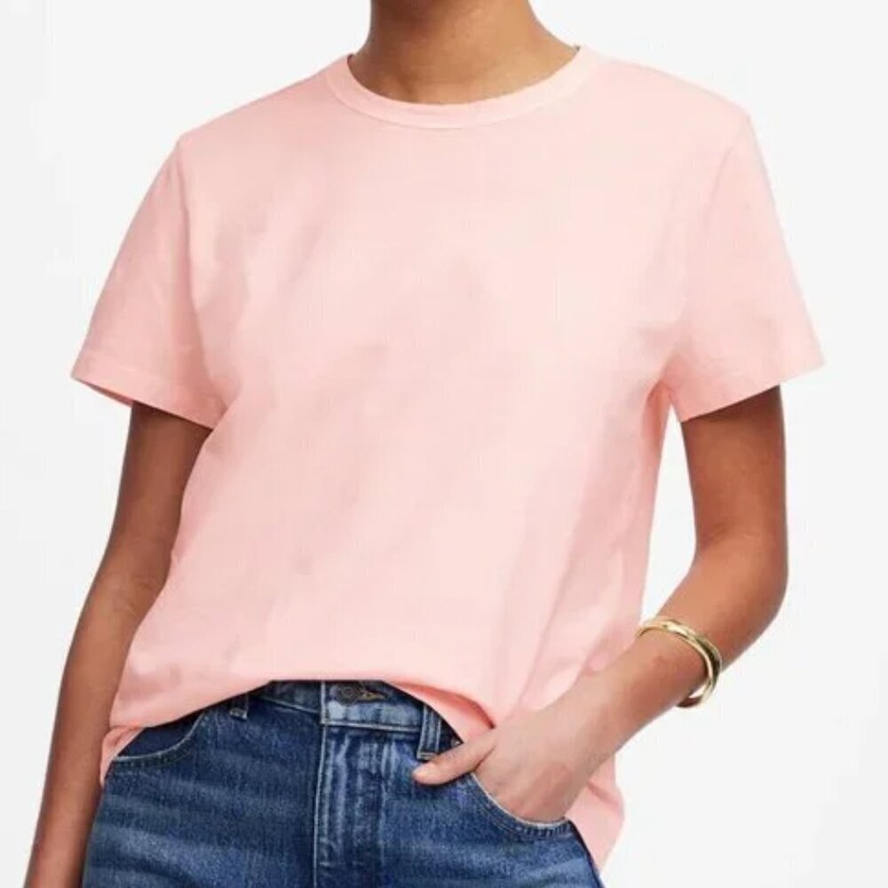 Madewell Perfect Crewneck Short Sleeve Tee Cotton Jersey Light Pink Size XS NWT